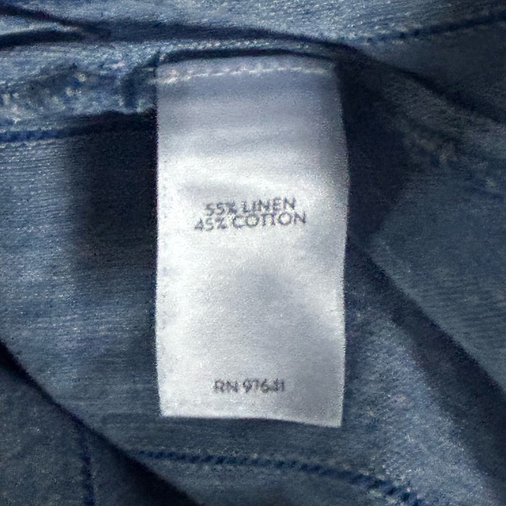 NWT J. JILL Blue Linen Stripe Long Sleeve Button Down Shirt Classic Office | XLP - Picture 14 of 16